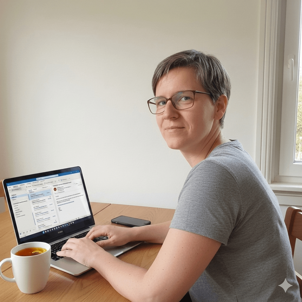 kobieta pracuje przy laptopie
